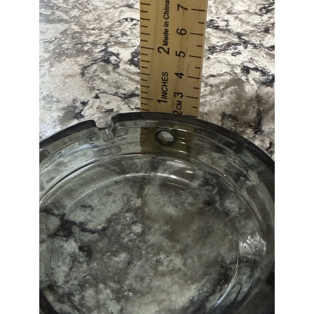 Vintage Smoky Gray Round Glass Ashtray 3 Slot 4.5